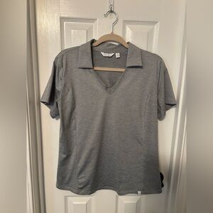 Lady Hagen Heather Gray V-Neck Golf Shirt size medium